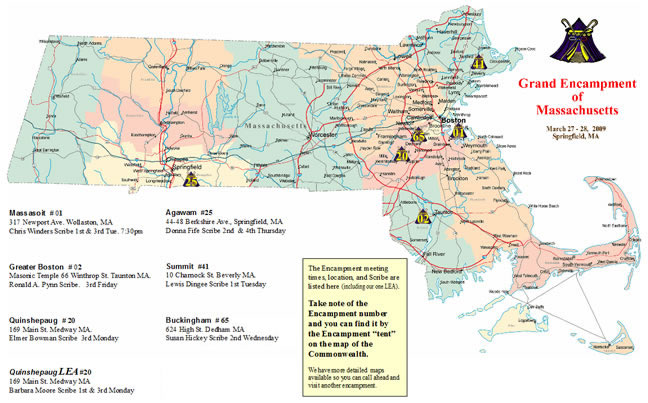 Grand Encampment locations of Encampments within Massachusetts
